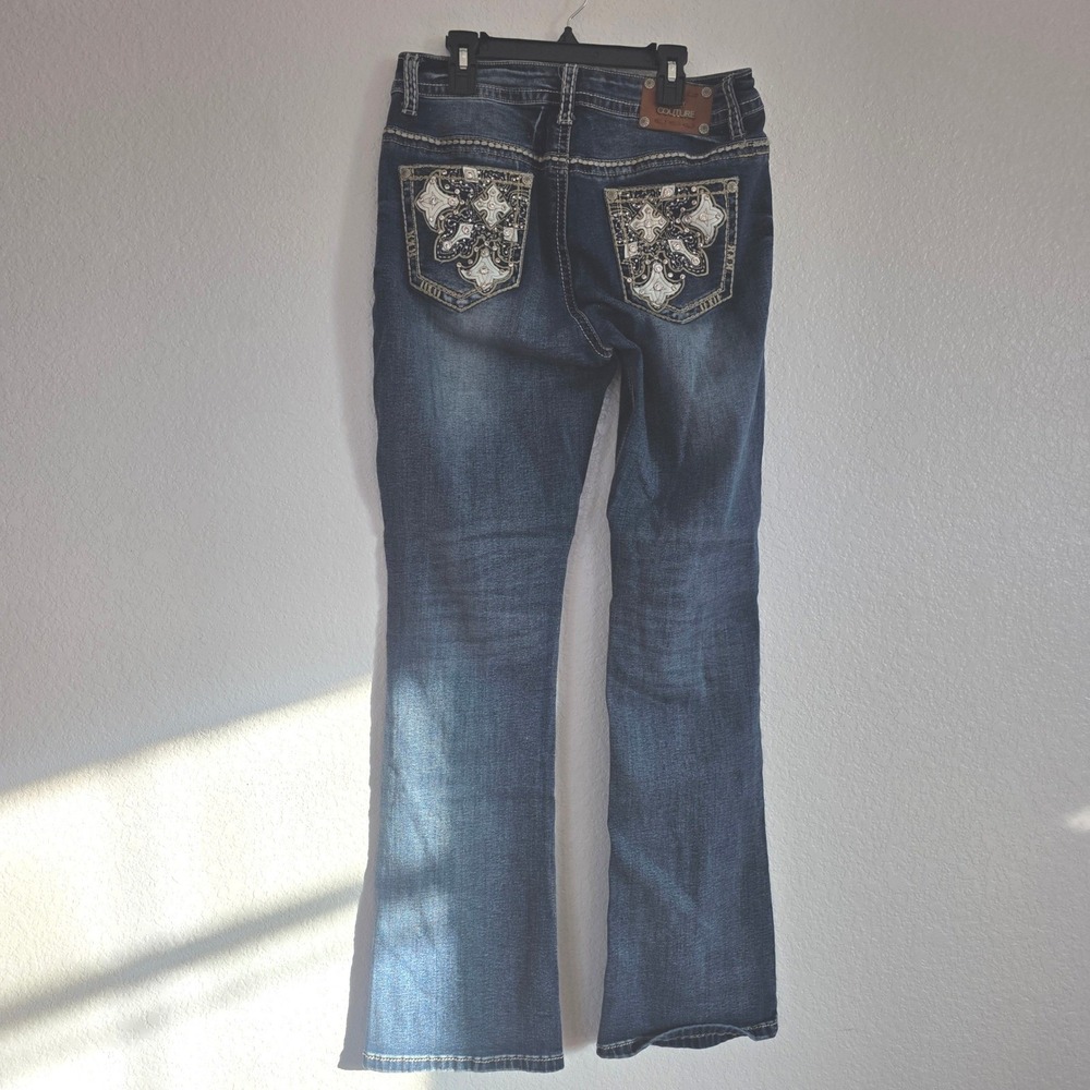 Sexy Couture Girls Bootcut Jeans Embellished Pockets‎ Dark Wash Size 13